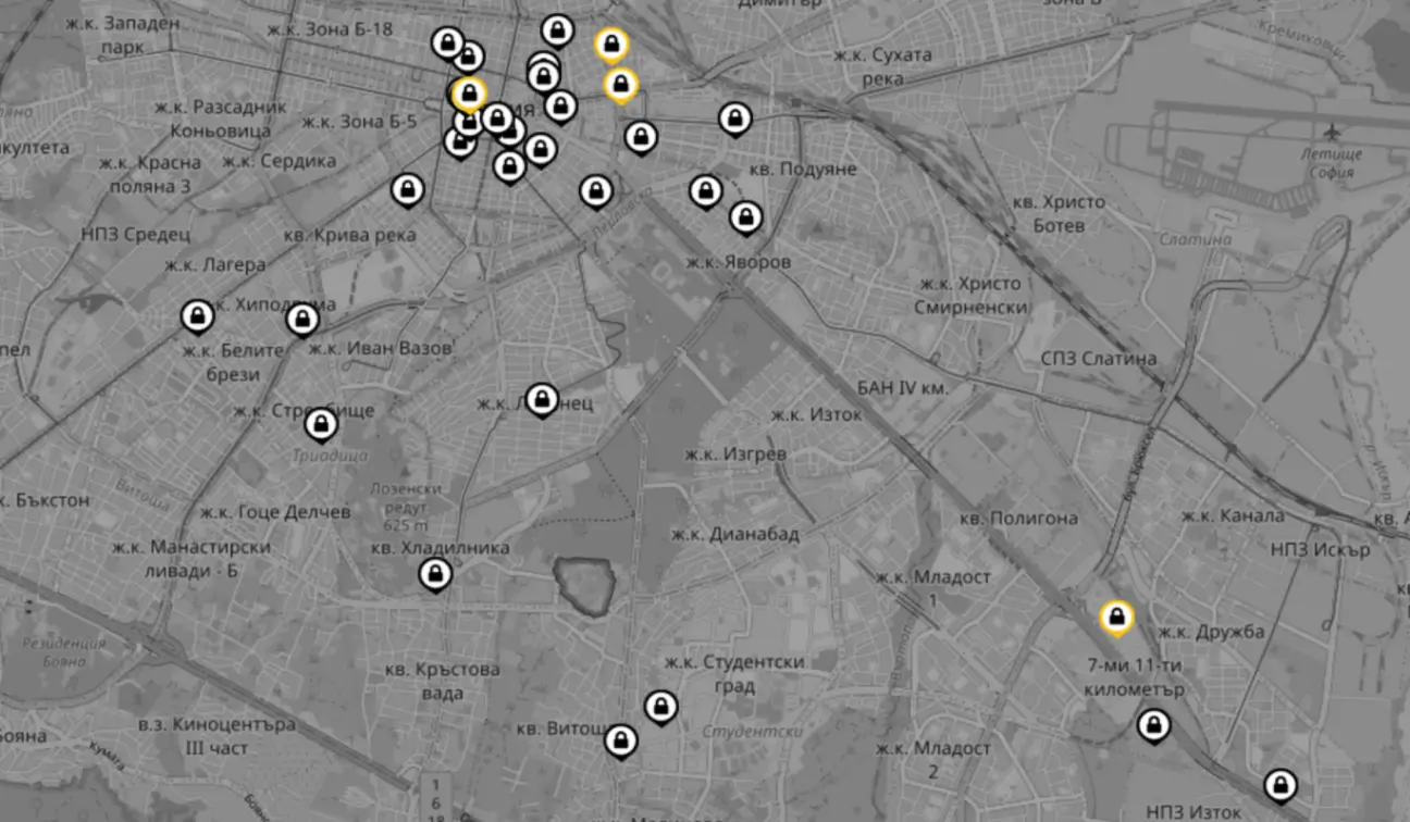 A map of escape rooms in Sofia