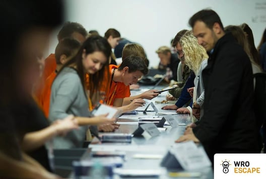 A group of people during WroEscape 2017