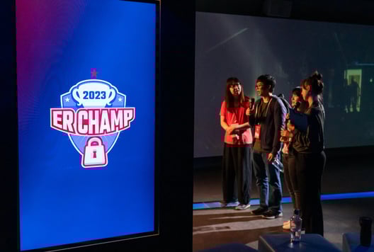 Players being interviewed after playing the final rooms