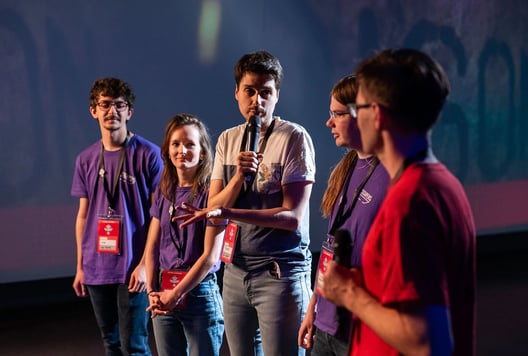 Players being interviewed after playing the final rooms